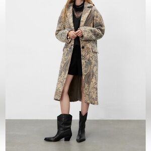 Zara oversized, paisley, wool limited edition peacoat